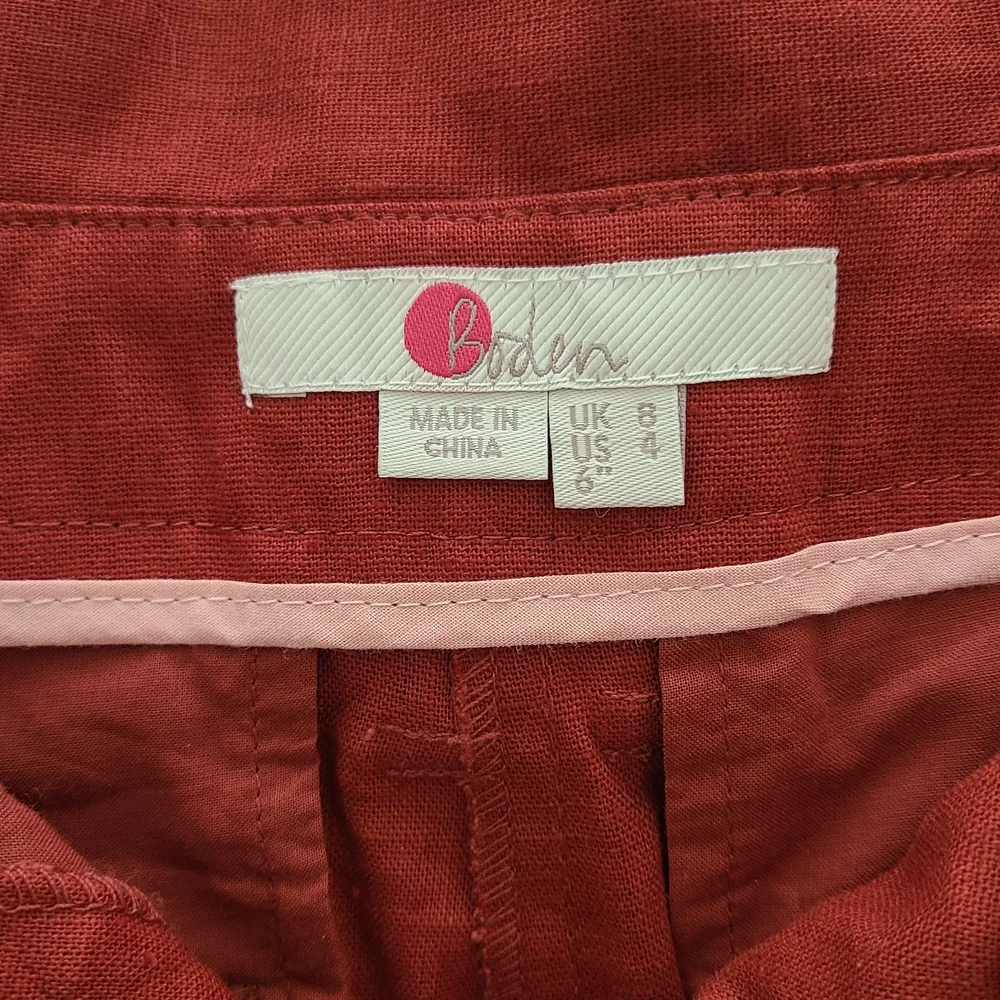 Boden St Ives Paperbag Shorts Women 4 Rust Linen Blend Tie Belt High Waist - Picture 5 of 5